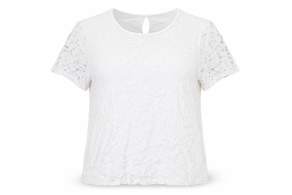Dorothy Perkins Womens White Nylon Basic T-Shirt Size 16 Round Neck