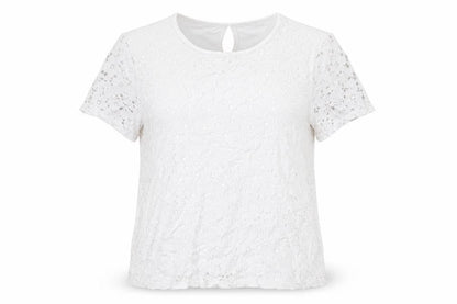 Dorothy Perkins Womens White Nylon Basic T-Shirt Size 16 Round Neck