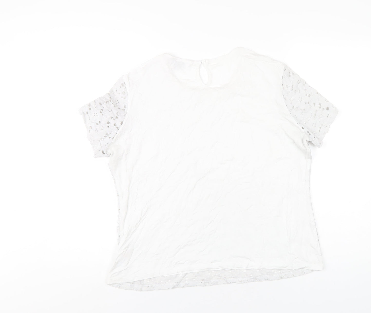 Dorothy Perkins Womens White Nylon Basic T-Shirt Size 16 Round Neck