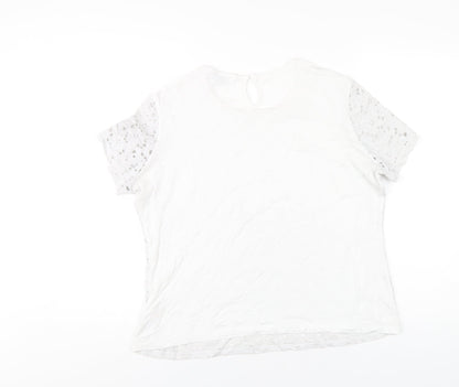 Dorothy Perkins Womens White Nylon Basic T-Shirt Size 16 Round Neck