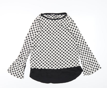 Marks & Spencer Womens Black Polka Dot Polyester Basic T-Shirt Size 8 Round Neck