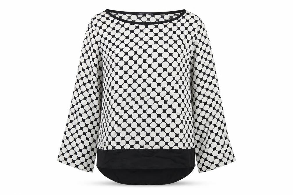 Marks & Spencer Womens Black Polka Dot Polyester Basic T-Shirt Size 8 Round Neck