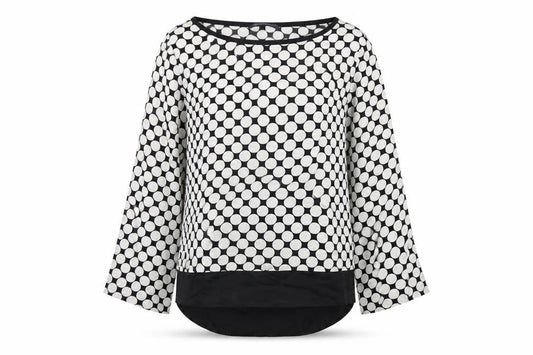 Marks and Spencer Womens Black Polka Dot Polyester Basic T-Shirt Size 8 Round Neck