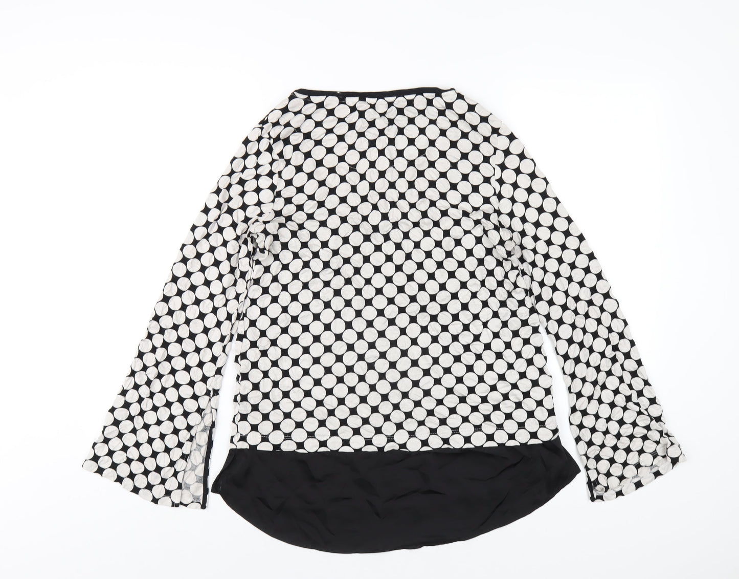 Marks and Spencer Womens Black Polka Dot Polyester Basic T-Shirt Size 8 Round Neck