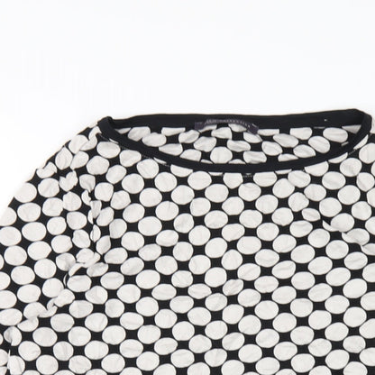 Marks & Spencer Womens Black Polka Dot Polyester Basic T-Shirt Size 8 Round Neck