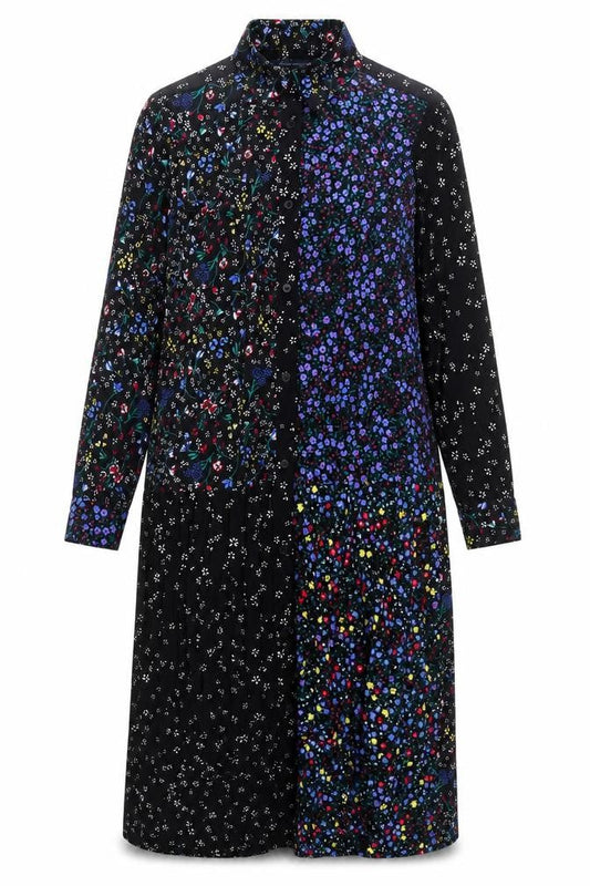 French Connection Womens Multicoloured Geometric Polyester Shirt Dress Size 10 Collared Button