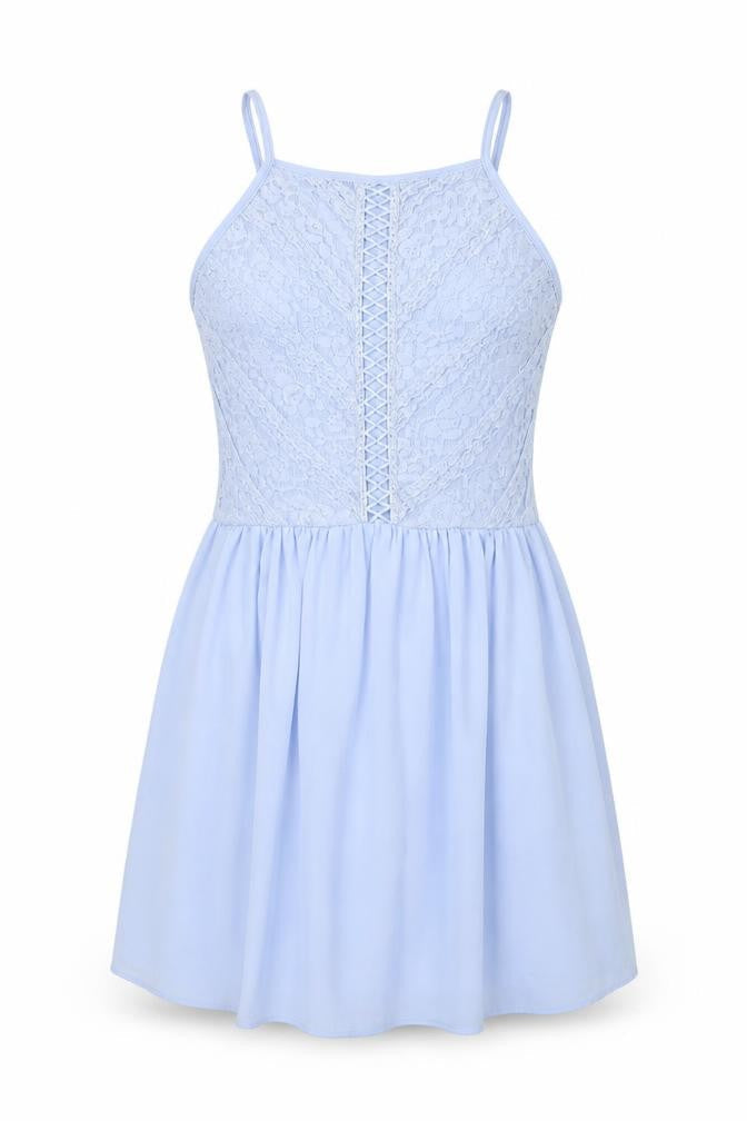 New Look Girls Blue Nylon A-Line Size 14 Years Square Neck Zip