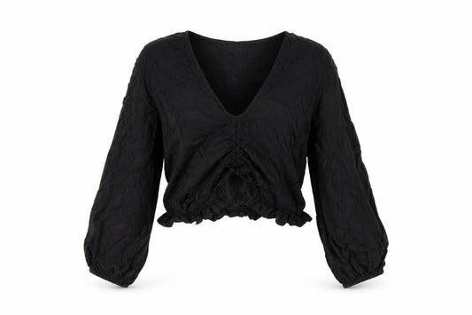 Lost Stock Womens Black Viscose Basic T-Shirt Size M V-Neck