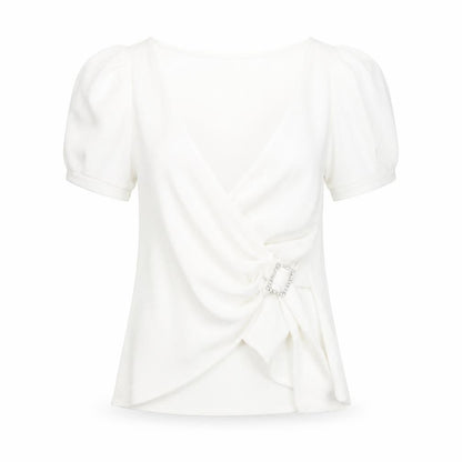 River Island Womens White Polyester Wrap Blouse Size 12 V-Neck