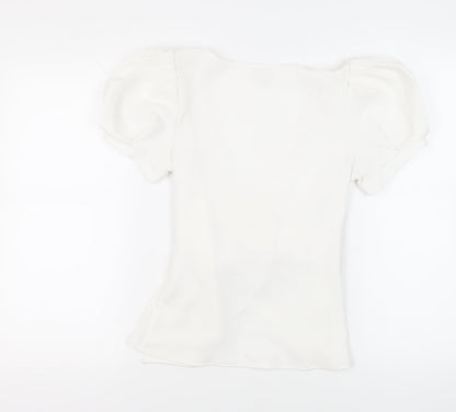 River Island Womens White Polyester Wrap Blouse Size 12 V-Neck