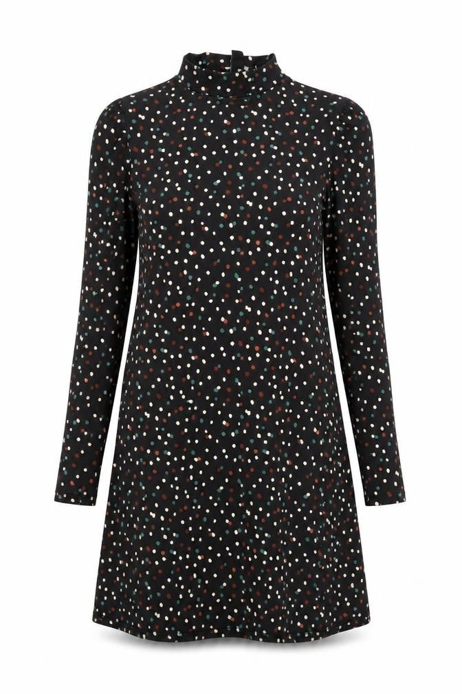 New Look Womens Black Geometric Polyester A-Line Size 10 Mock Neck Pullover