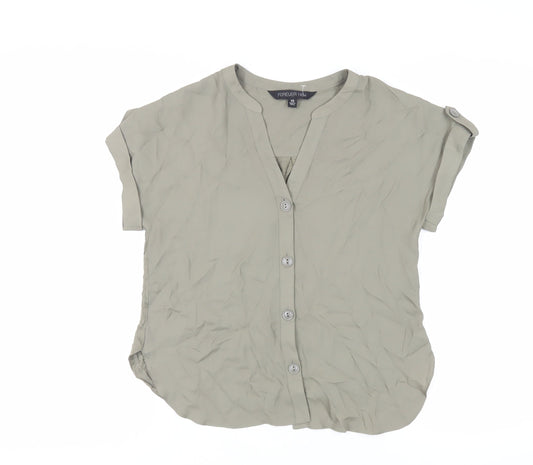 Forever New Womens Green Polyester Basic Button-Up Size XS V-Neck