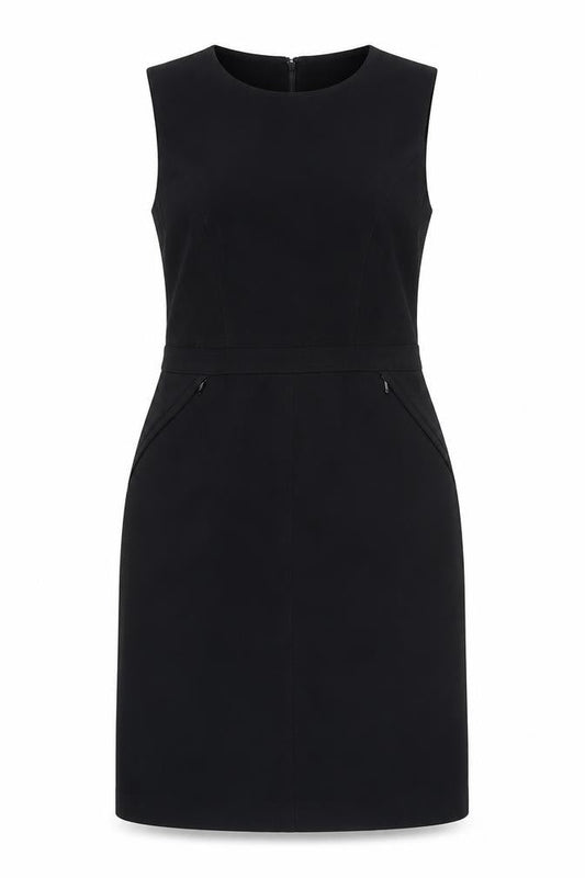 Debenhams Womens Black Polyester Pencil Dress Size 12 Round Neck Zip - Lined
