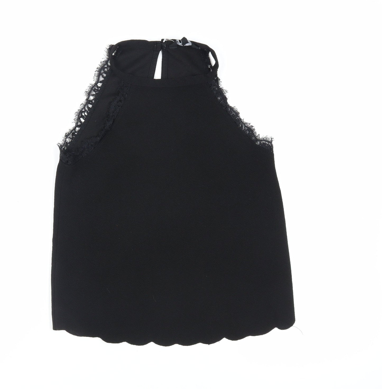 New Look Womens Black Polyester Basic Tank Size 8 Halter - Lace Trim