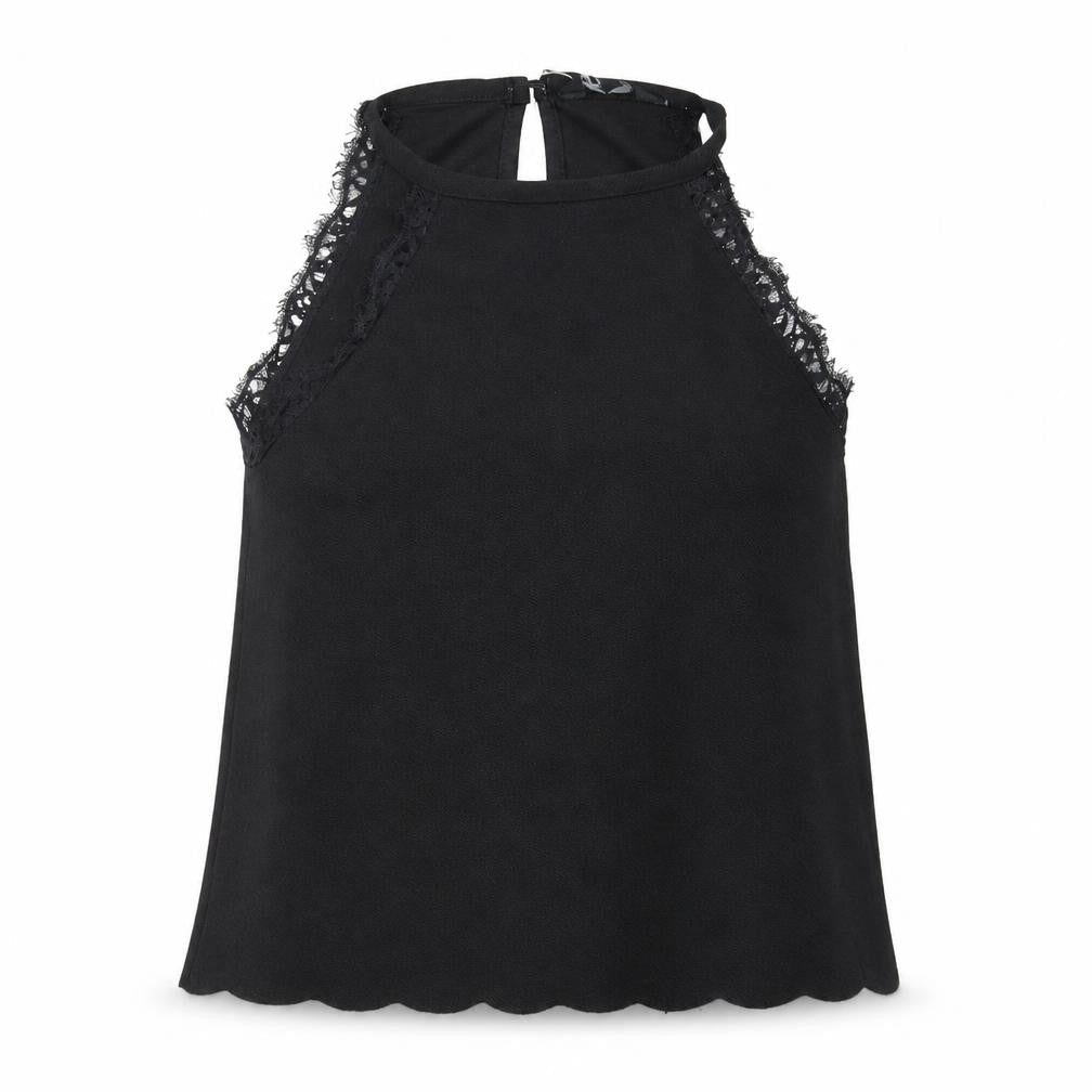 New Look Womens Black Polyester Basic Tank Size 8 Halter - Lace Trim