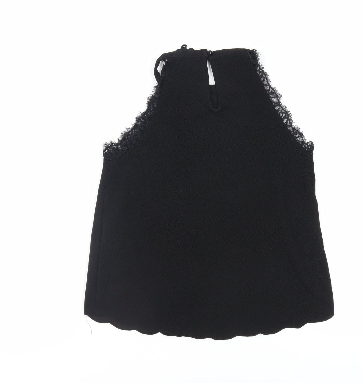 New Look Womens Black Polyester Basic Tank Size 8 Halter - Lace Trim