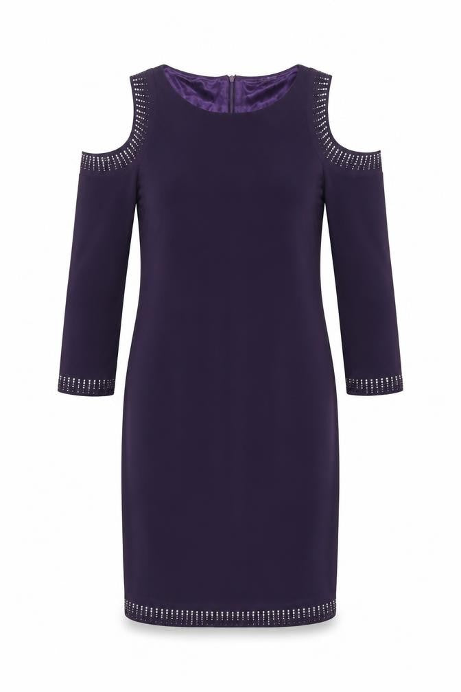 Klass Womens Purple Polyester Shift Size 12 Boat Neck Zip - Embellished
