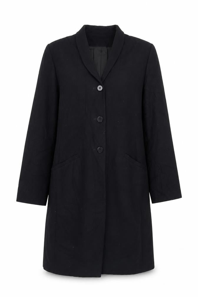 Pied A Terre Womens Black Overcoat Coat Size 10 Button