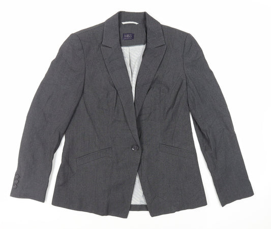 Marks and Spencer Womens Grey Jacket Blazer Size 12 Button