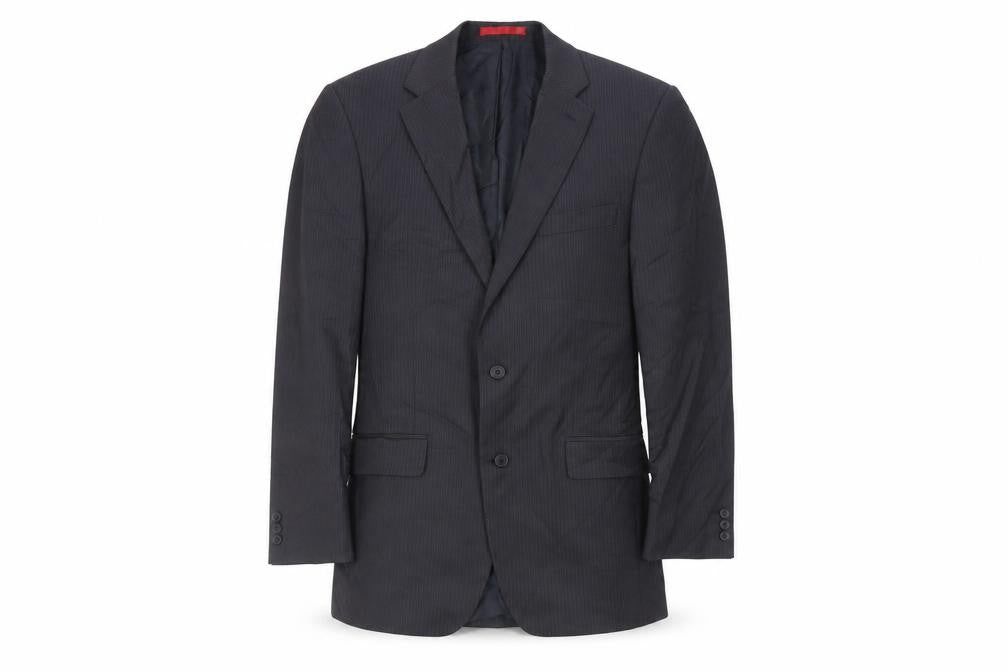 Burton Mens Grey Striped Polyester Jacket Suit Jacket Size 38 Regular