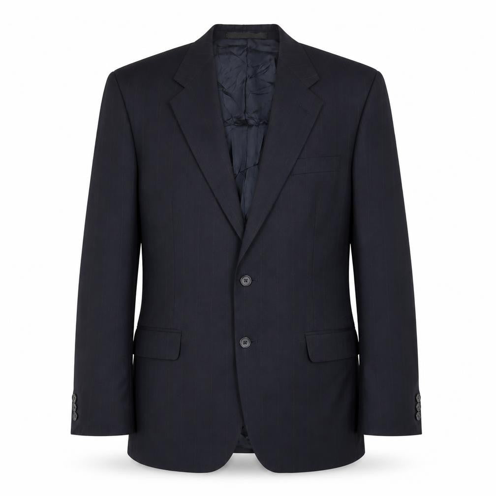 St Michael Mens Blue Striped Polyester Jacket Suit Jacket Size 40 Regular