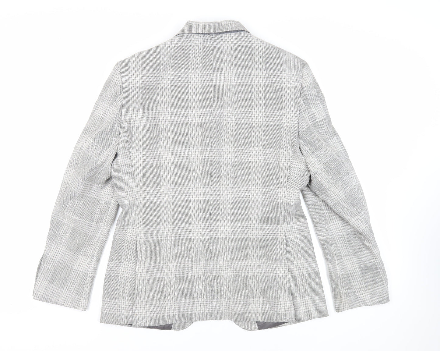 Marks and Spencer Mens Grey Plaid Polyester Jacket Suit Jacket Size 38 Regular