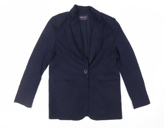 Marks and Spencer Womens Blue Jacket Blazer Size 8 Button