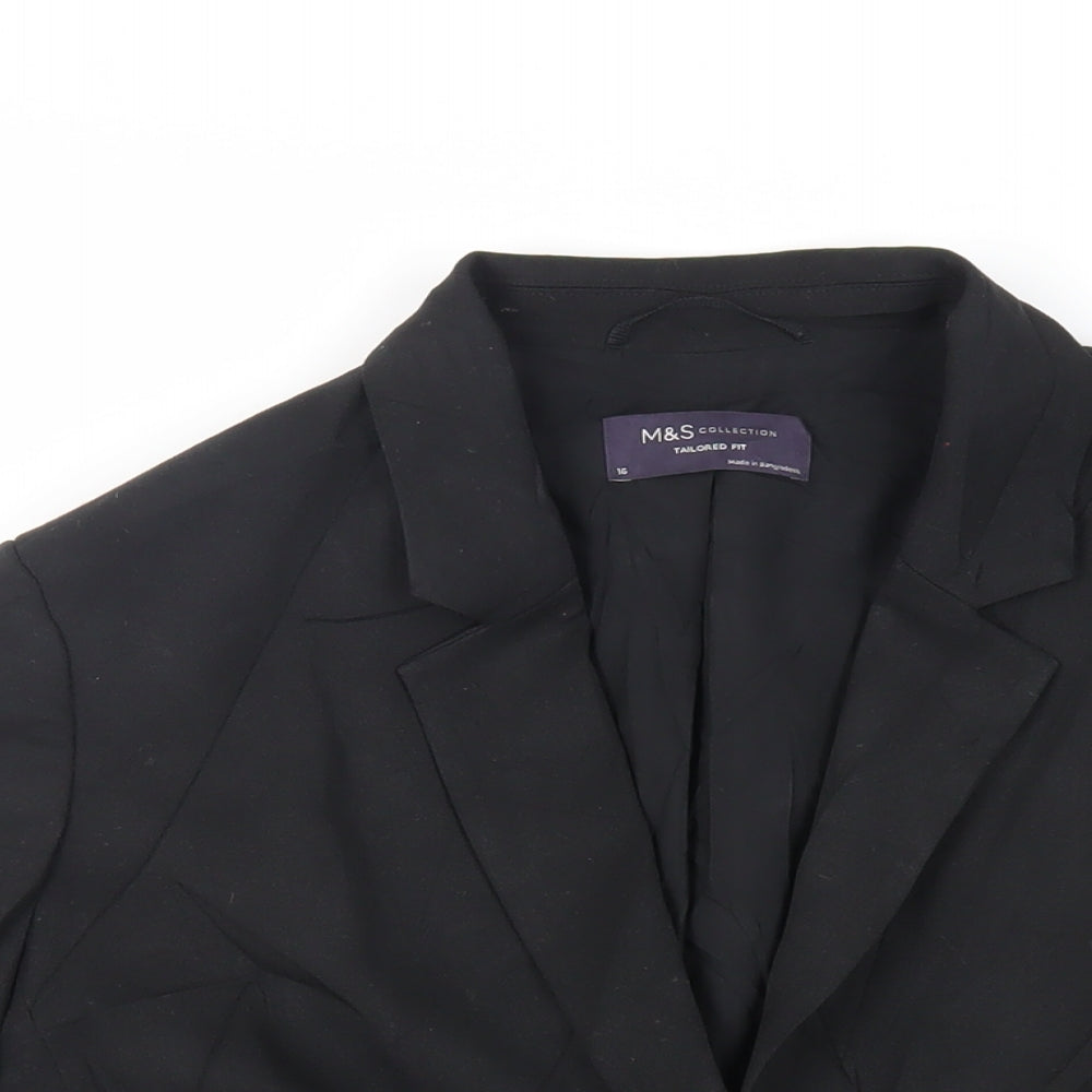 Marks and Spencer Womens Black Jacket Blazer Size 16 Button