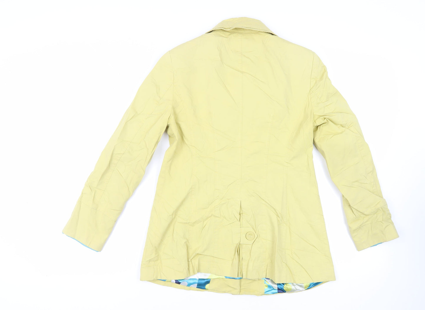 Per Una Womens Yellow Overcoat Coat Size 10 Button