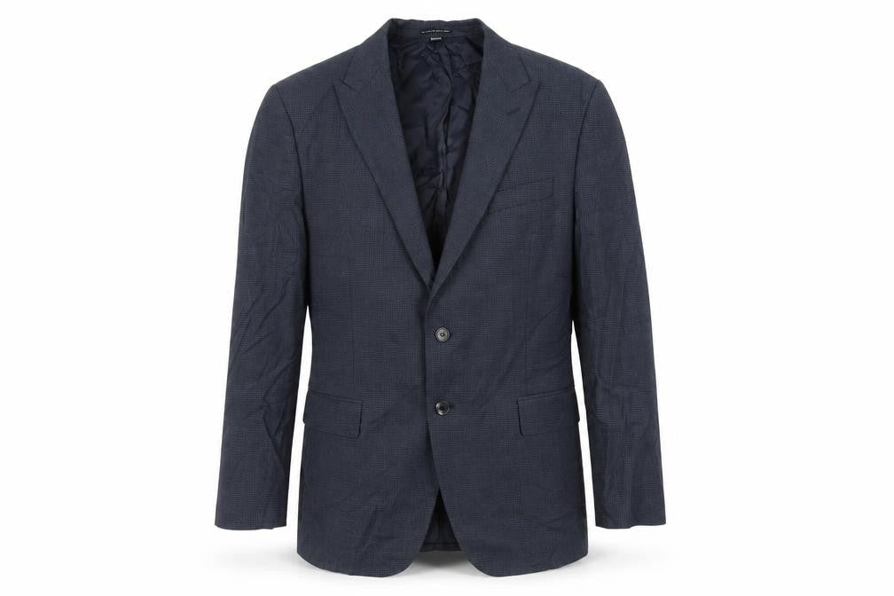 Marks & Spencer Mens Blue Geometric Wool Jacket Suit Jacket Size 44 Regular