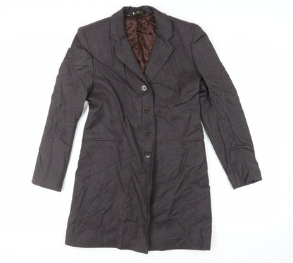Marks & Spencer Womens Grey Overcoat Coat Size 10 Button
