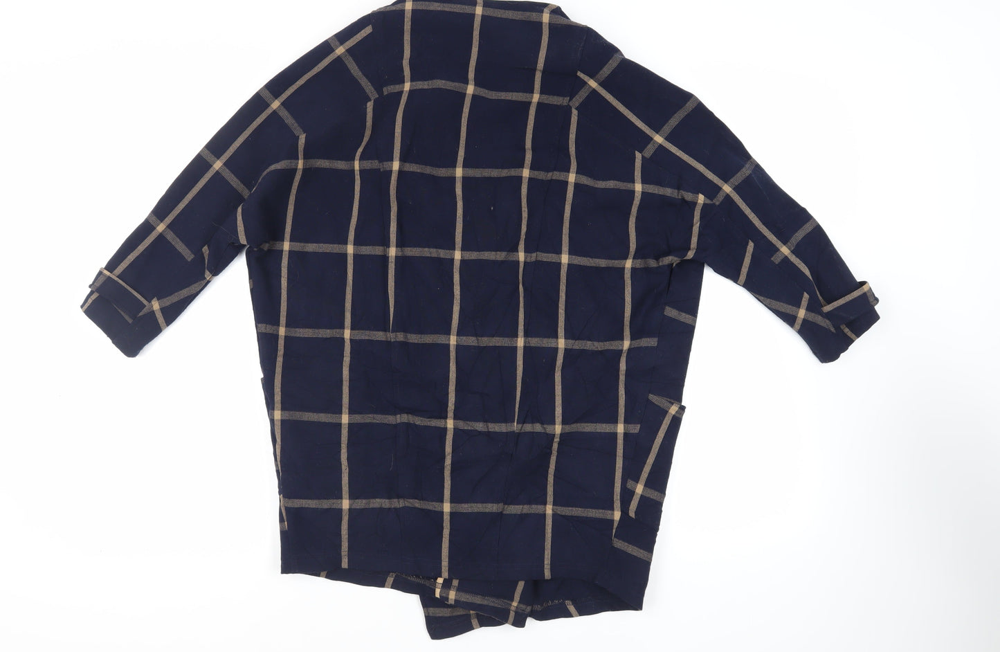 River Island Womens Blue Check Overcoat Coat Size 8 - Open