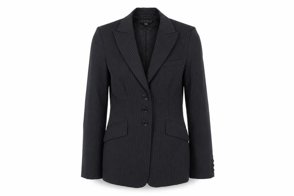 Mexx Womens Black Striped Jacket Blazer Size 10 Button