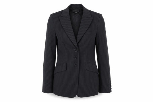 Mexx Womens Black Striped Jacket Blazer Size 10 Button
