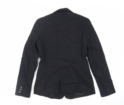 Back view of Mexx women’s black striped jacket blazer, size UK 10, button