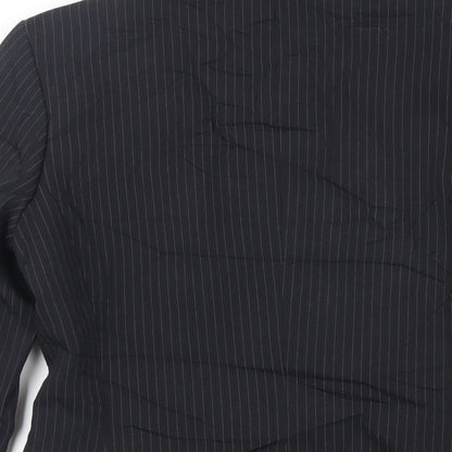 Brand and care label for Mexx women’s black striped jacket blazer, size UK 10, button