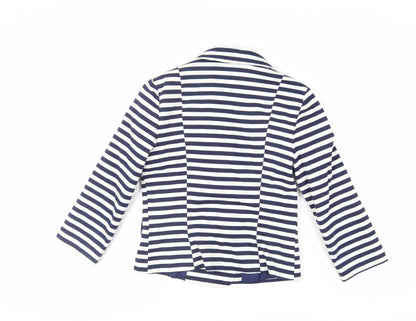 Back view of Red Herring women’s blue striped jacket blazer, size UK 8, button