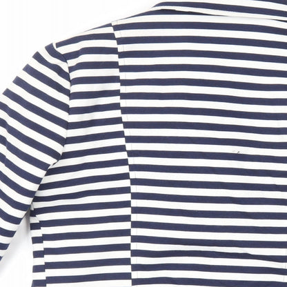 Brand and care label for Red Herring women’s blue striped jacket blazer, size UK 8, button