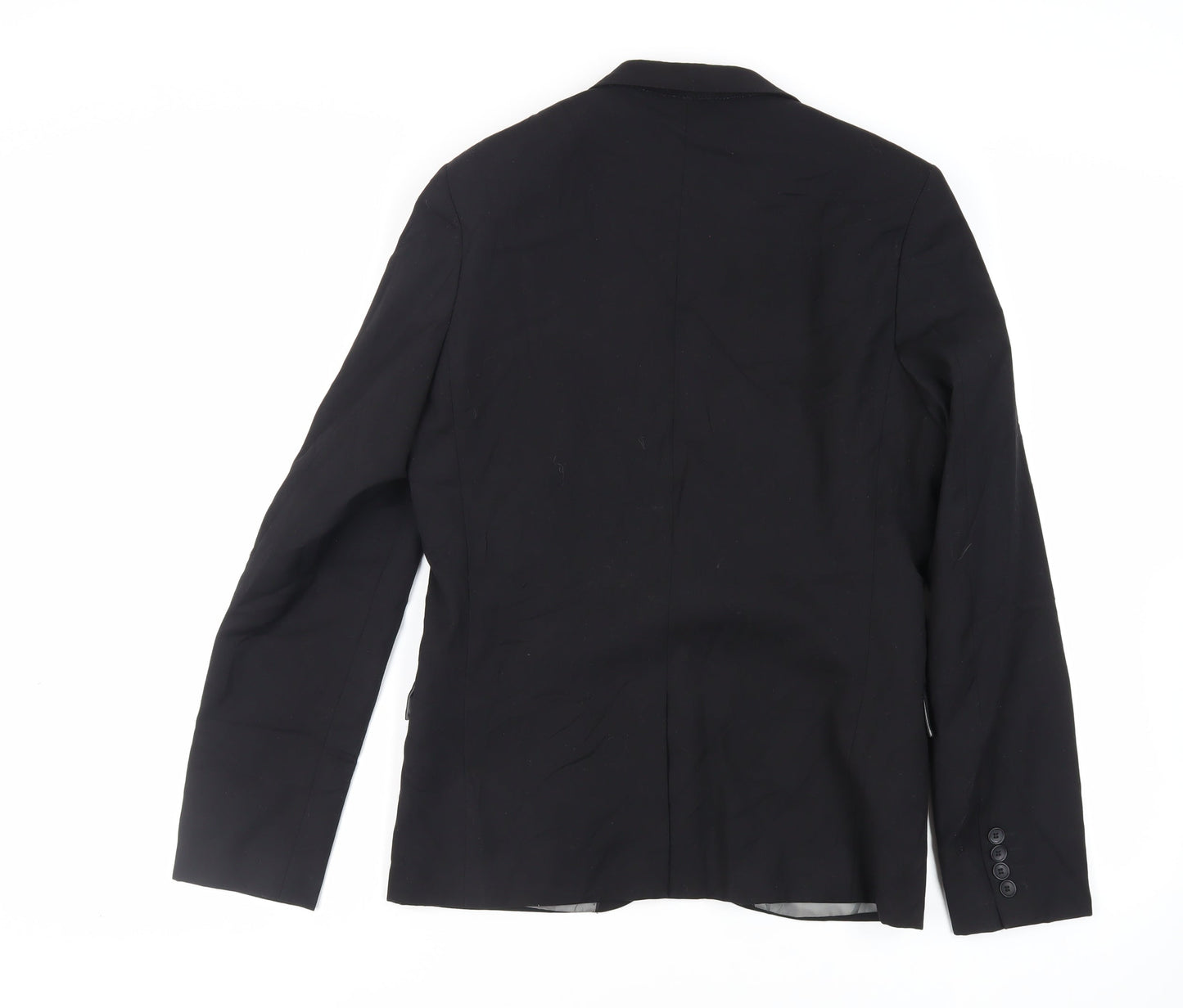 Topman Mens Black Polyester Jacket Suit Jacket Size 38 Regular