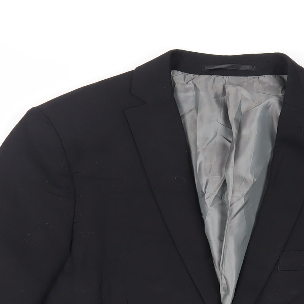 Topman Mens Black Polyester Jacket Suit Jacket Size 38 Regular