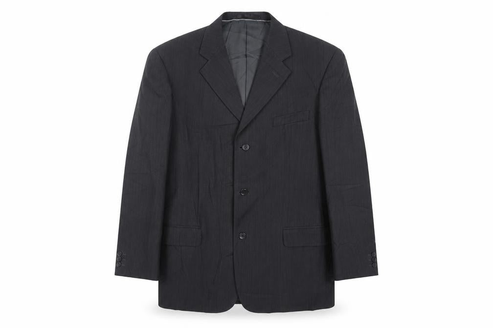 Armando Mens Black Striped Polyester Jacket Suit Jacket Size 44 Regular