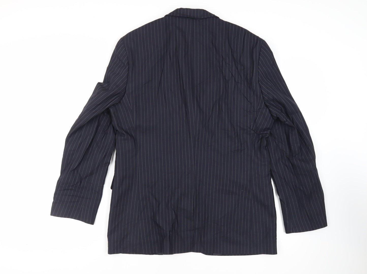 Burton Mens Blue Striped Polyester Jacket Suit Jacket Size 42 Regular