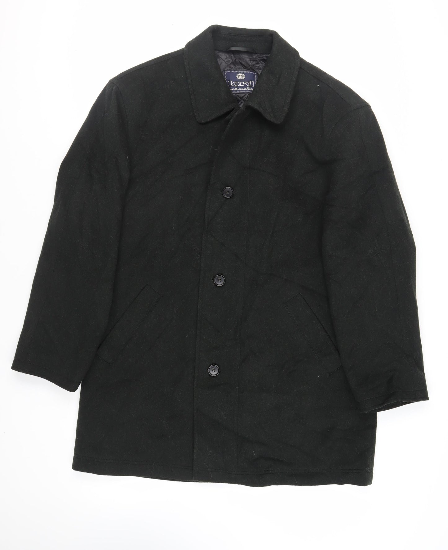 Lord Mens Green Overcoat Coat Size 40 Button