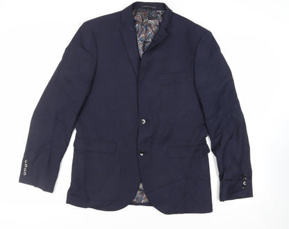 Next Mens Blue Polyester Jacket Suit Jacket Size 40 Regular