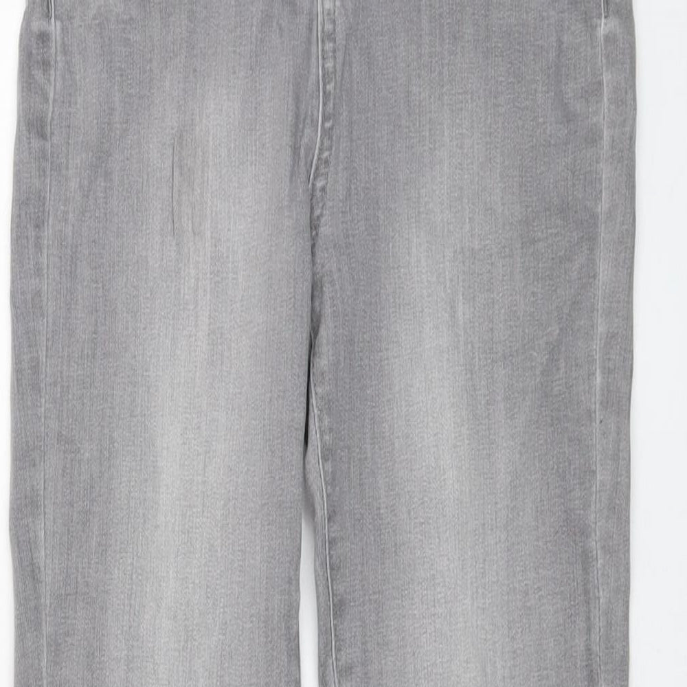 Mint Velvet Girls Grey Cotton Straight Jeans Size 11-12 Years Regular Button