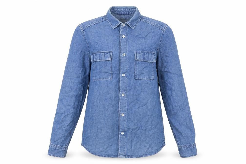 ASOS Womens Blue Cotton Basic Button-Up Size S Collared