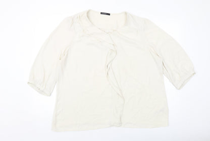 Additional front view of Autograph women’s beige polyester basic blouse, size UK 20, round neck