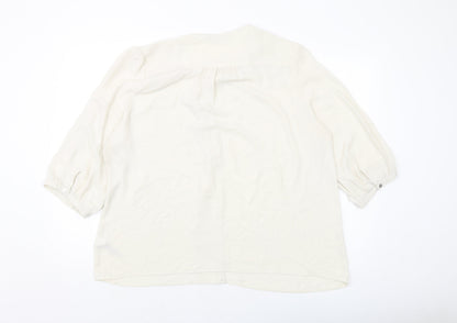 Back view of Autograph women’s beige polyester basic blouse, size UK 20, round neck