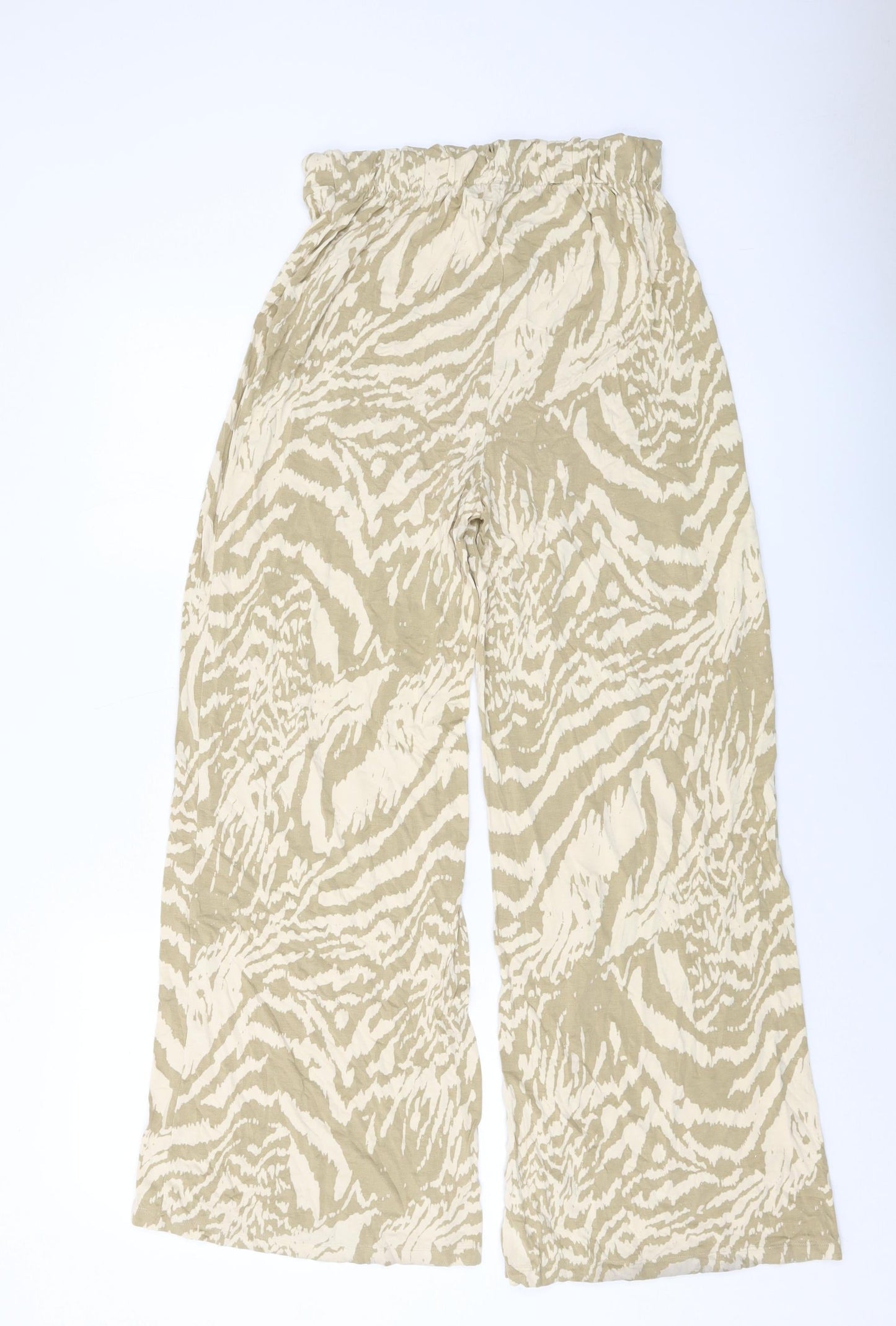 ASOS Womens Beige Animal Print Viscose Trousers Size 10 L29 in Regular