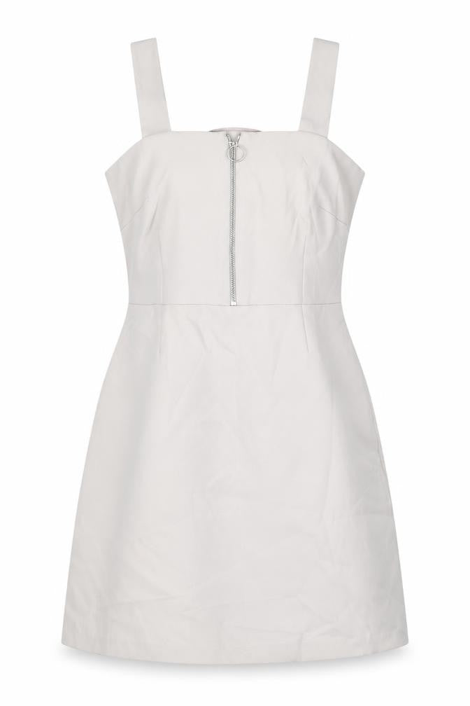 New Look Womens Grey Polyester Mini Size 8 Square Neck Zip